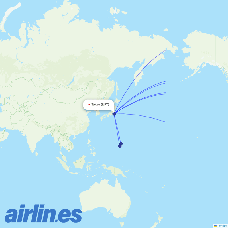 United Airlines from Narita International Airport destination map
