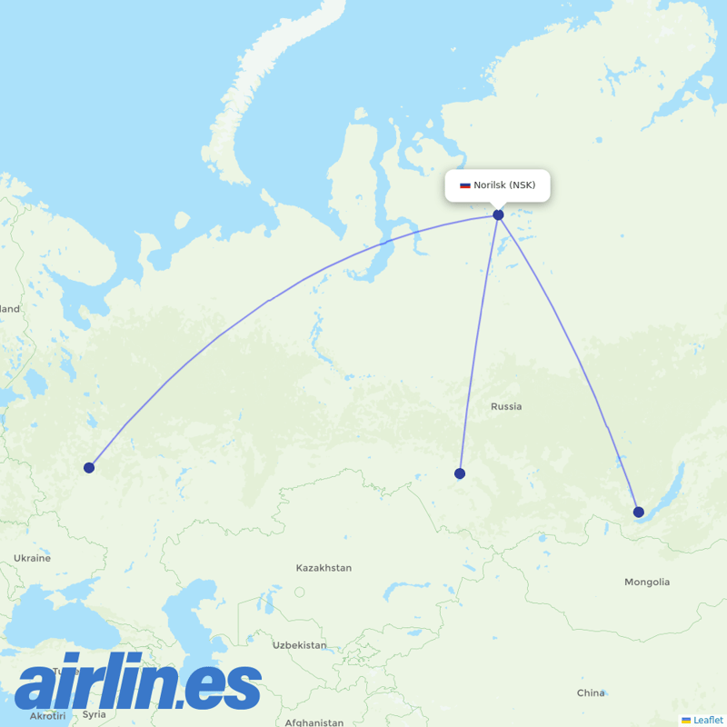S7 Airlines from Alykel destination map
