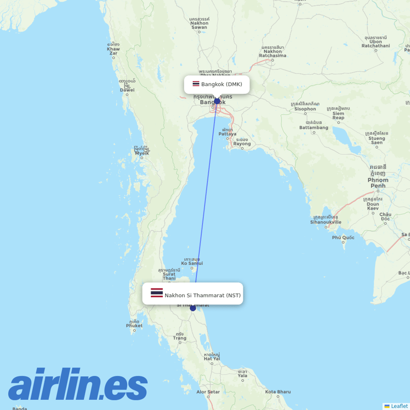 Thai AirAsia from Cha Ian destination map