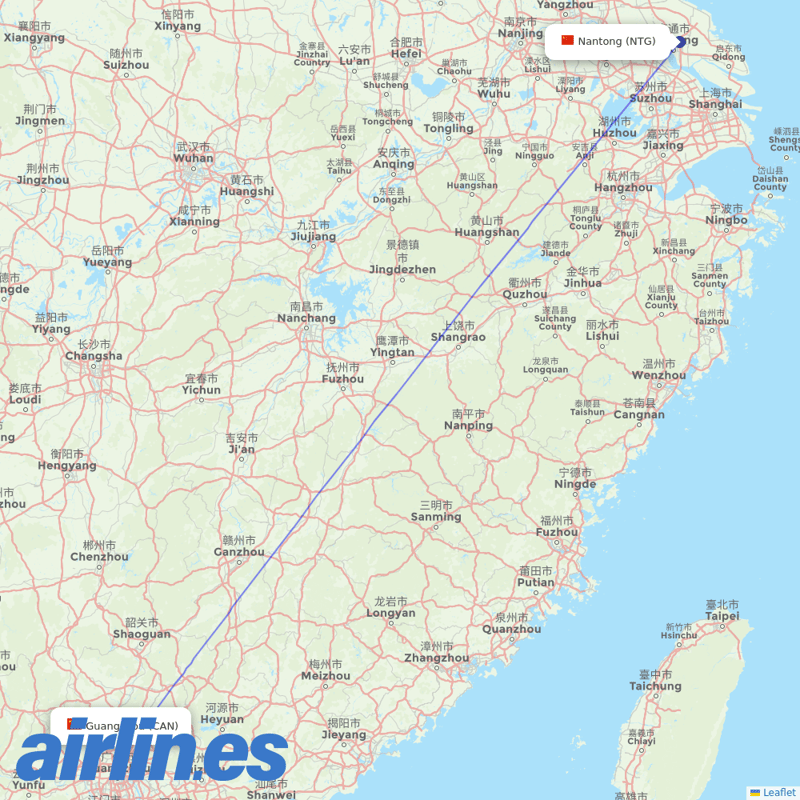 China Southern Airlines from Nantong Airport destination map