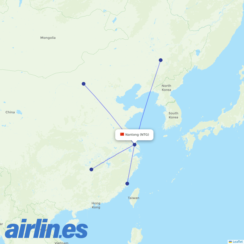 Xiamen Airlines from Nantong Airport destination map