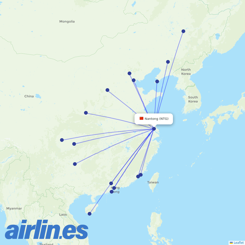 Shenzhen Airlines from Nantong Airport destination map
