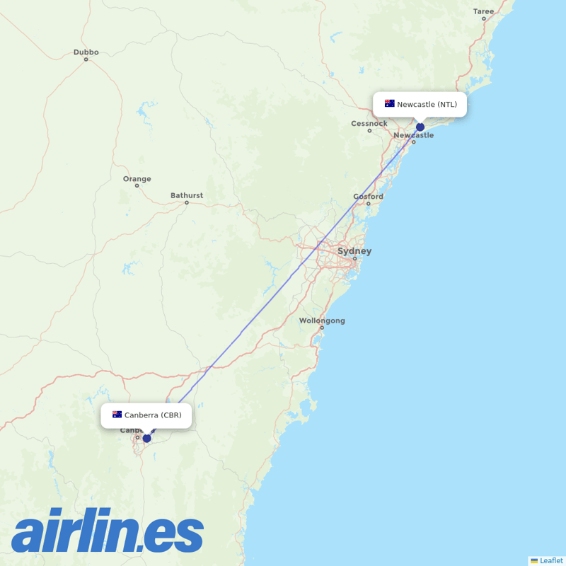 Link Airways from Newcastle Airport destination map