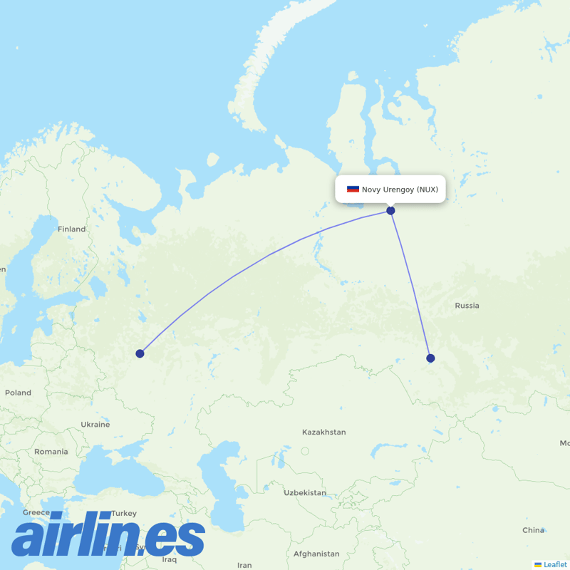 S7 Airlines from NayUrengoy destination map