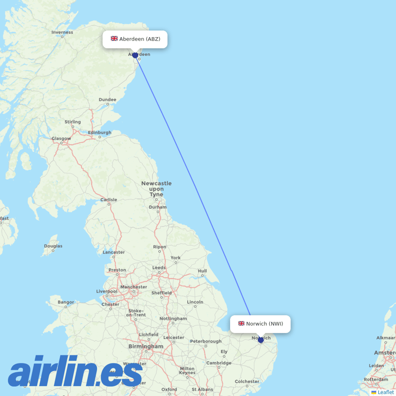 Loganair from Norwich destination map