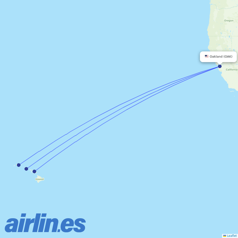 Hawaiian Airlines from Metropolitan Oakland International destination map