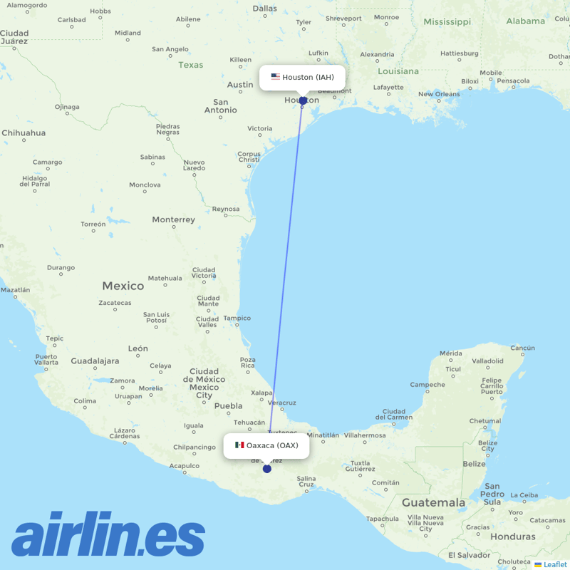 United Airlines from Xoxocotlan International destination map