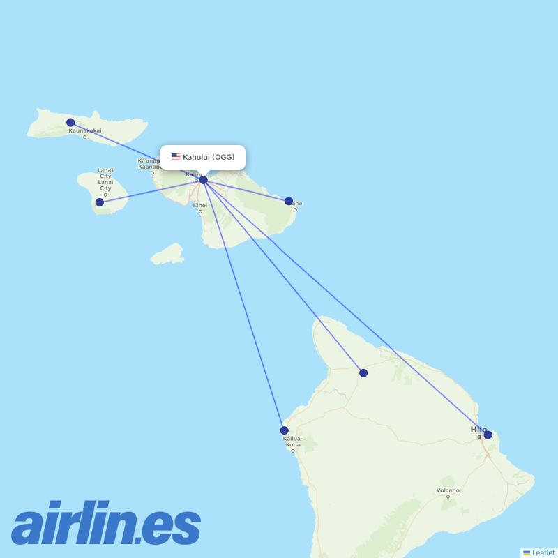 Southern Airways Express from Kahului destination map