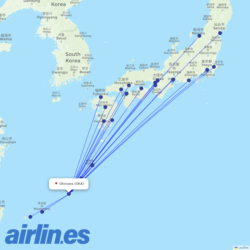 ANA from Okinawa destination map