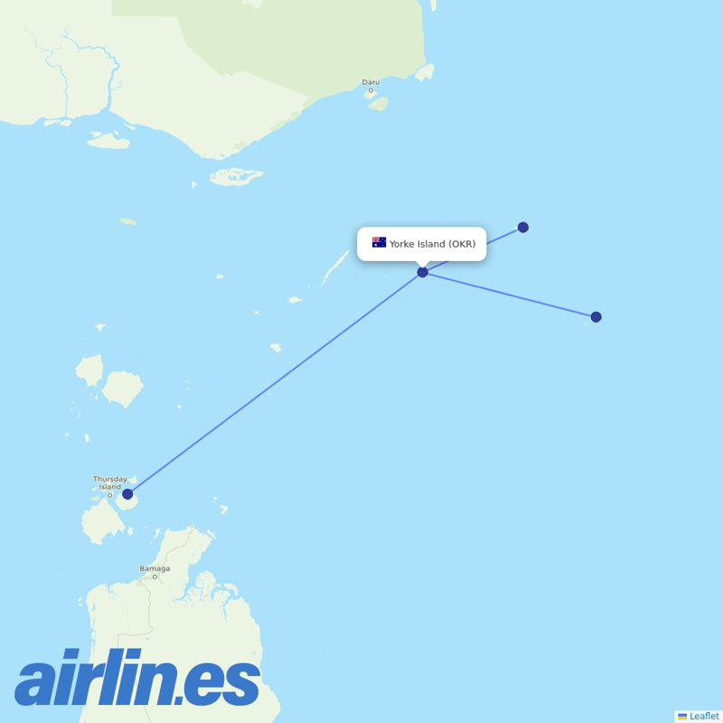 FlexFlight from Yorke Island Airport destination map
