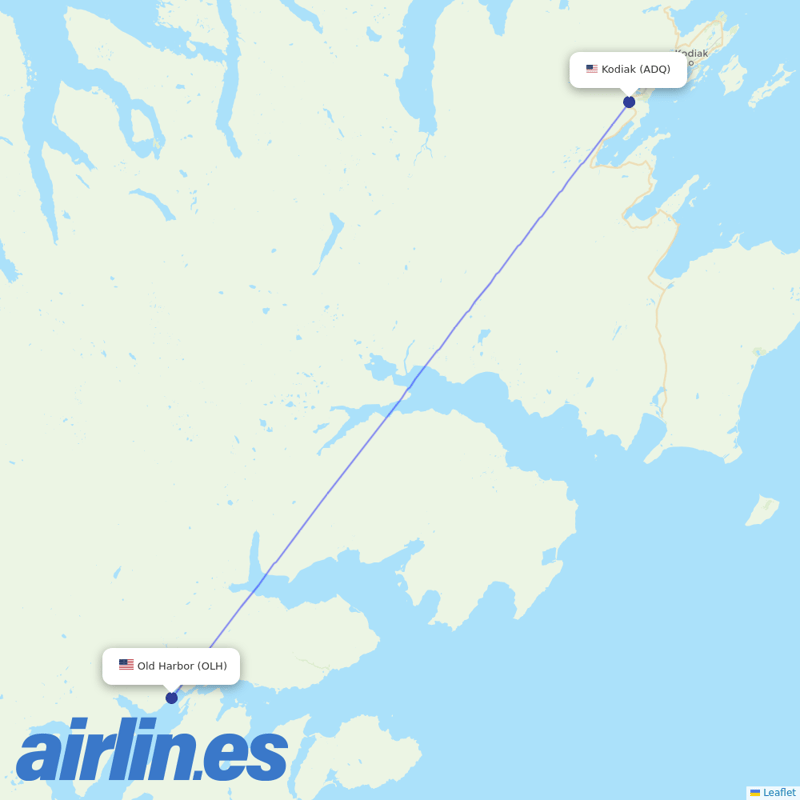 Island Air Service from Old Harbor Airport destination map