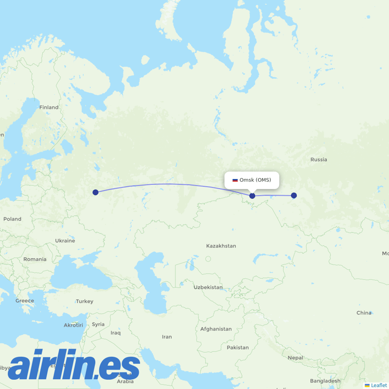 S7 Airlines from Tsentralny destination map