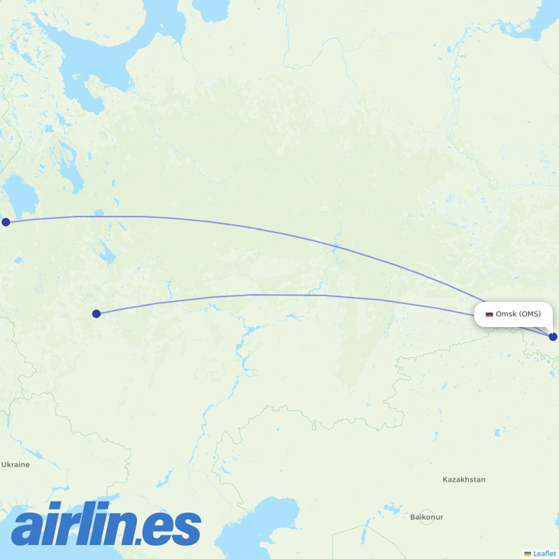 Aeroflot from Tsentralny destination map