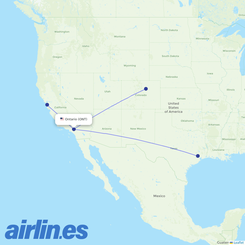 United Airlines from Ontario International Airport destination map