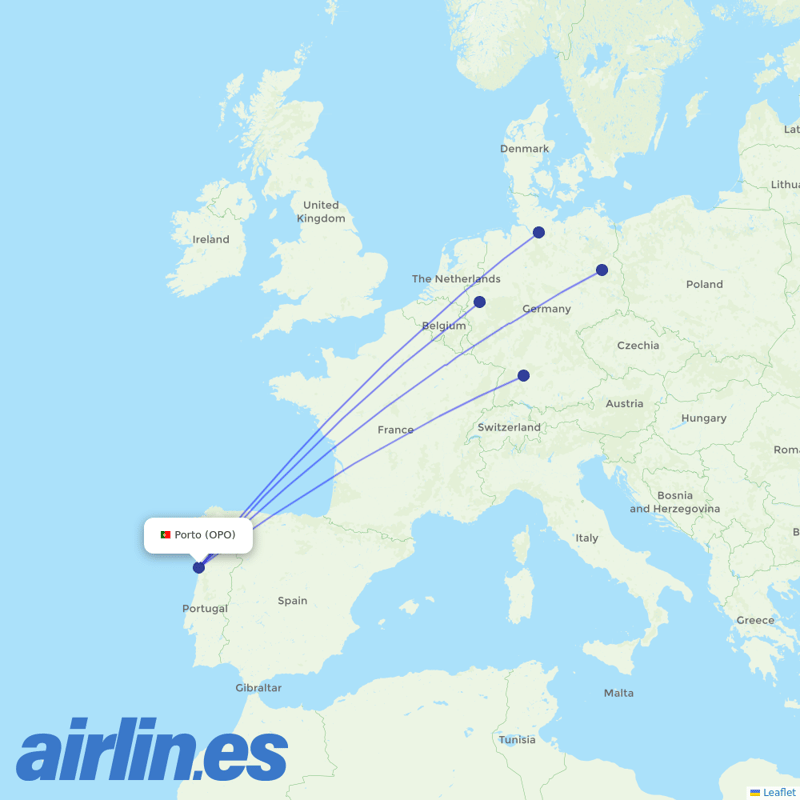 Eurowings from Porto Airport destination map