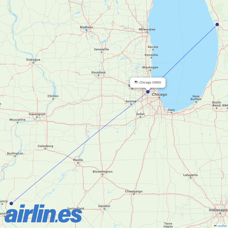 Southern Airways Express from Chicago Ohare International destination map