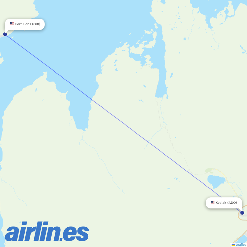 Island Air Service from Port Lions Airport destination map