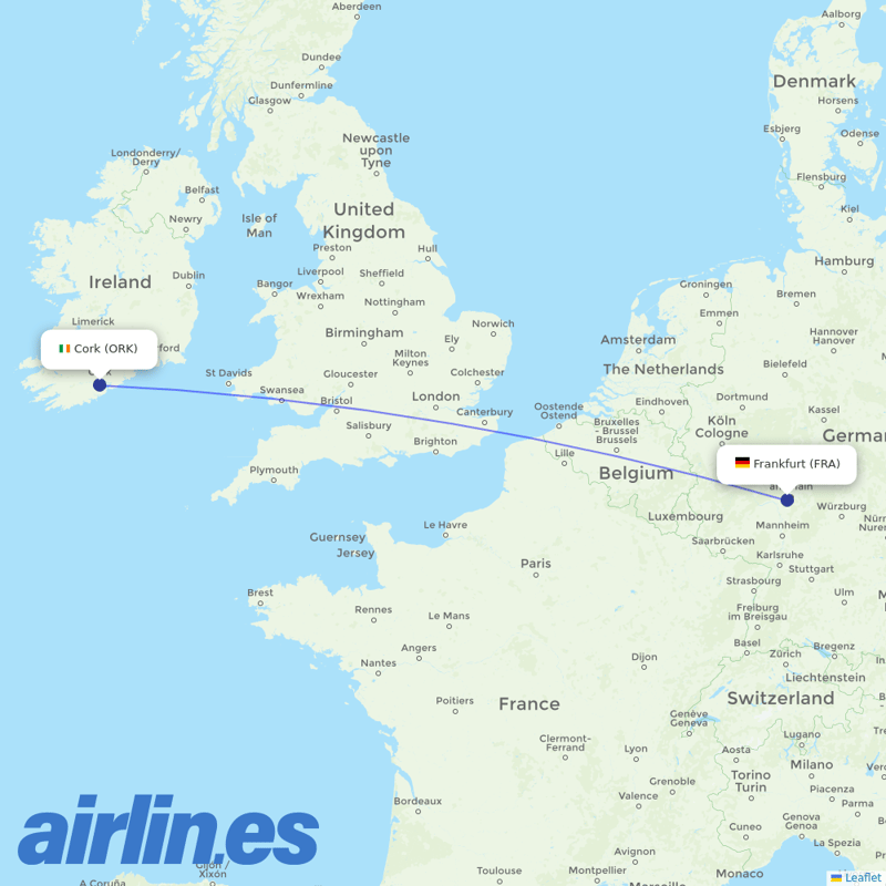 Lufthansa from Cork destination map