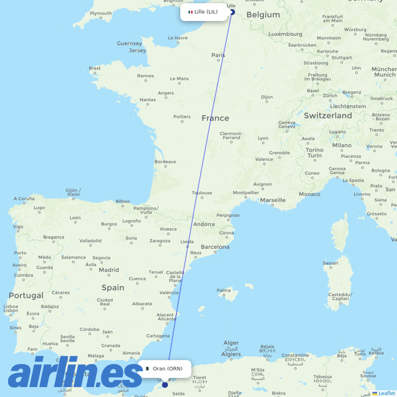 ASL Airlines France from Es Senia destination map