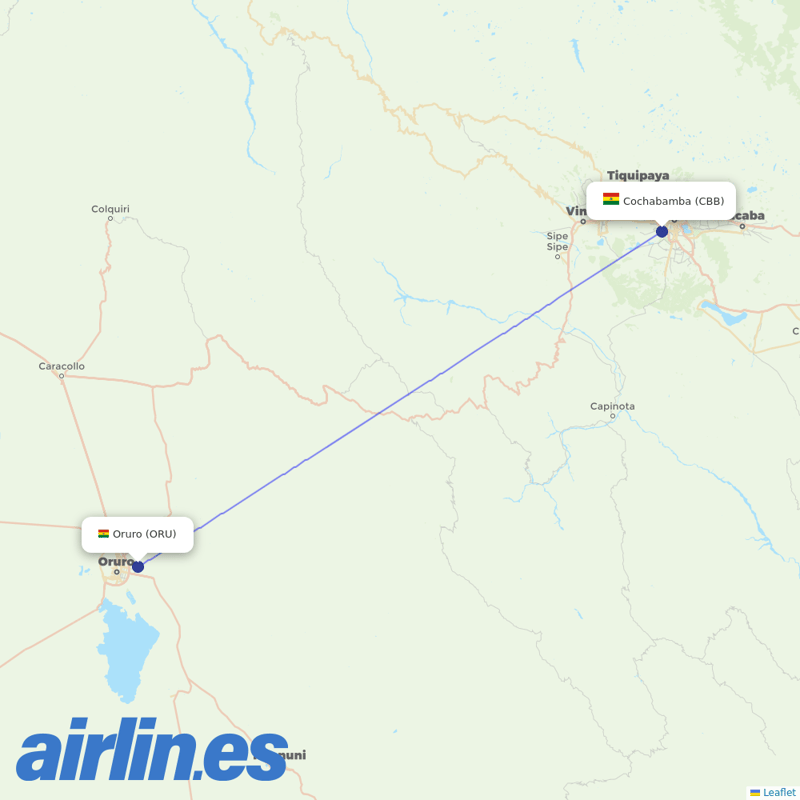 BoA from Juan Mendoza Airport destination map