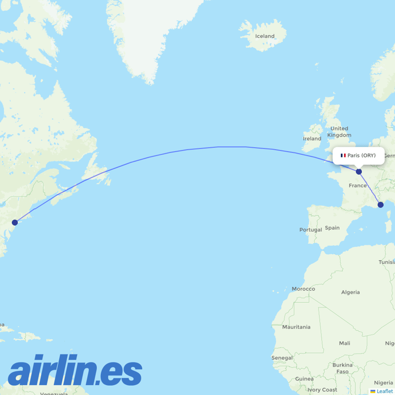 La Compagnie from Orly Airport destination map