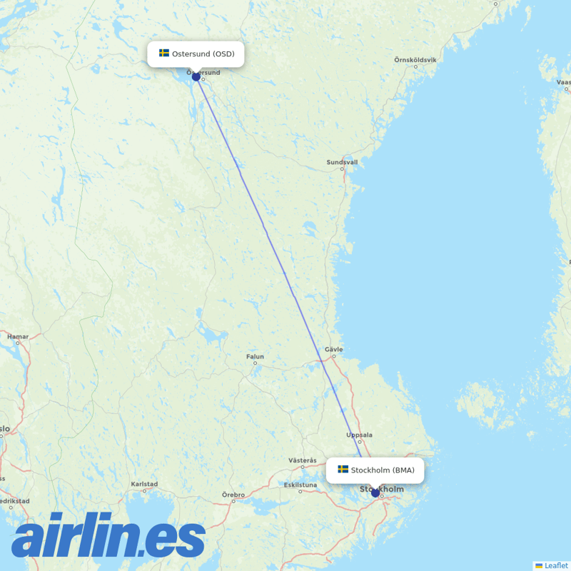 Braathens Regional Airlines from Froson destination map