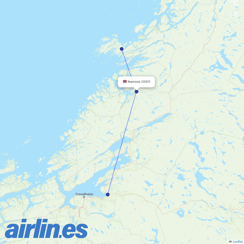 Wideroe from Namsos HÃ¸knesÃ¸ra Airport destination map