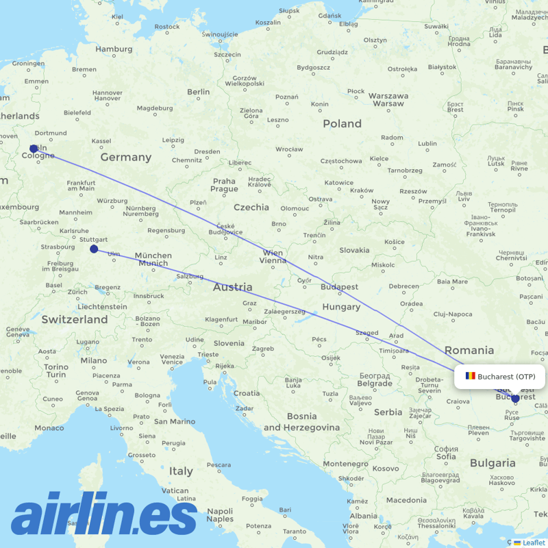 Eurowings from Henri Coandă International Airport destination map