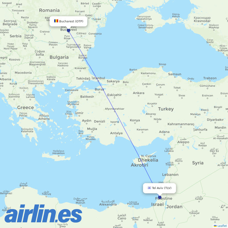 Arkia Israeli Airlines from Henri Coandă International Airport destination map