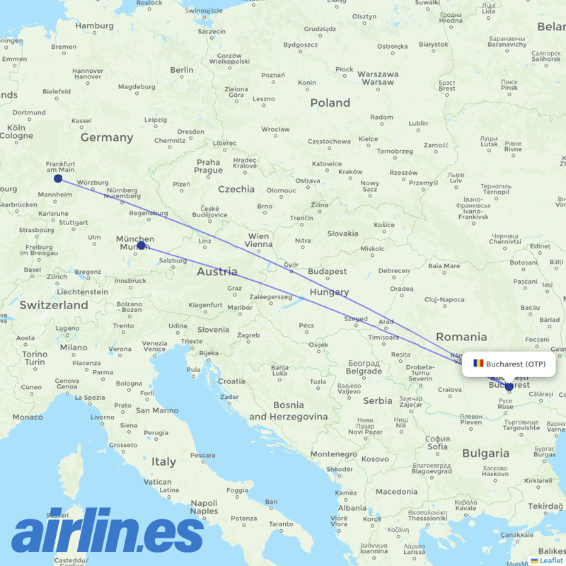Lufthansa from Henri Coandă International Airport destination map