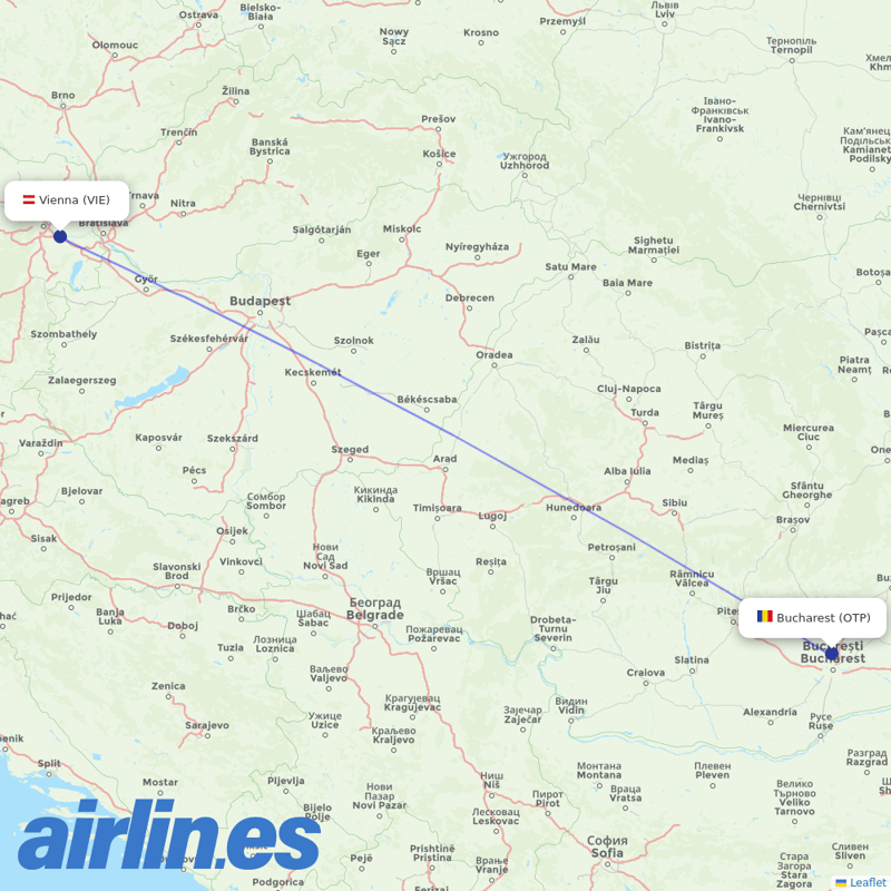 Austrian from Henri Coandă International Airport destination map