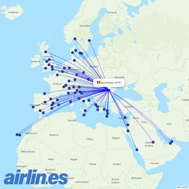 Wizz Air from Henri Coandă International Airport destination map