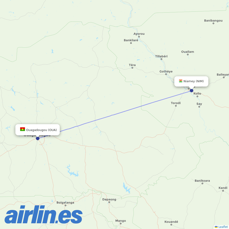 Ethiopian Airlines from Ouagadougou destination map