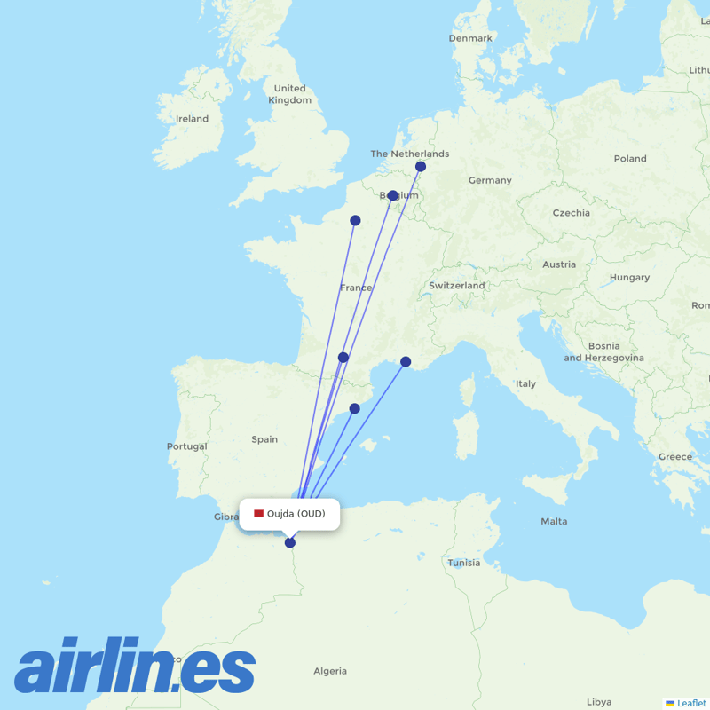 Ryanair from Angads destination map