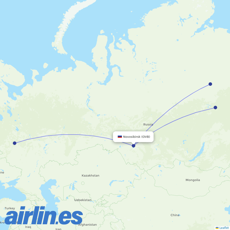 Alrosa Air from Tolmachevo Airport destination map