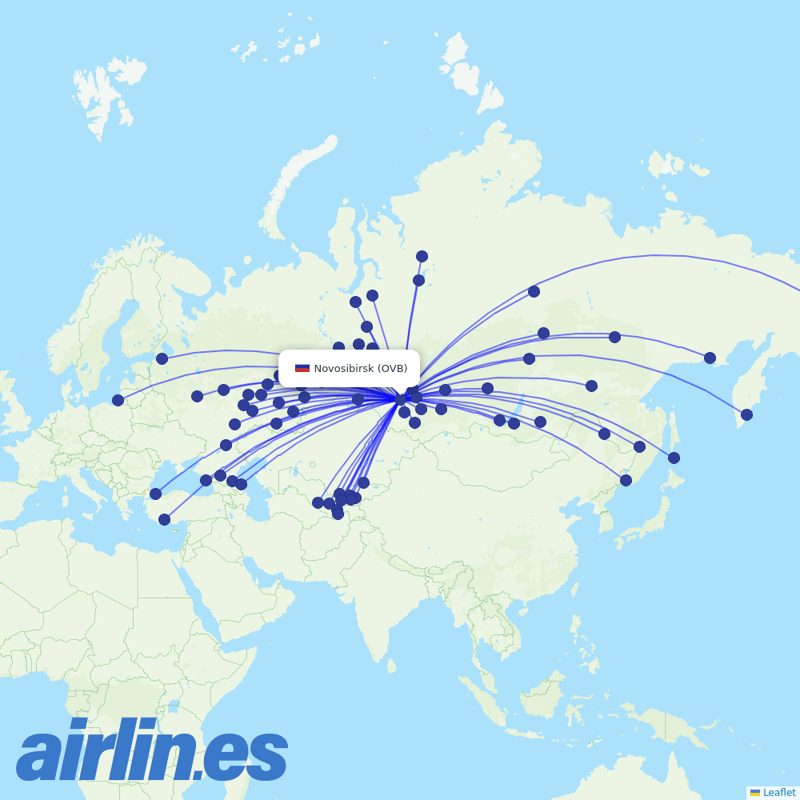 S7 Airlines from Tolmachevo Airport destination map