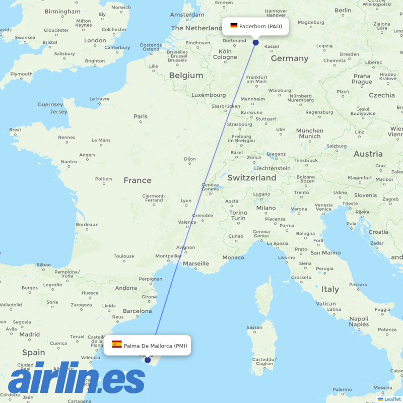 Eurowings from Paderborn Lippstadt destination map