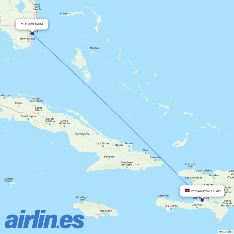 American Airlines from Port Au Prince International destination map