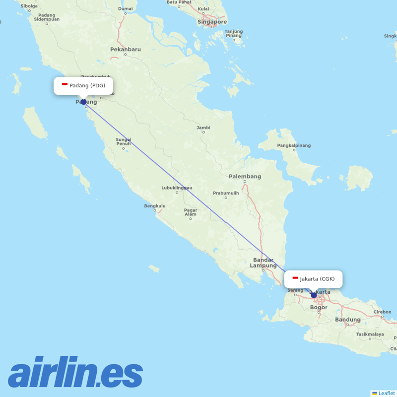 Garuda Indonesia from Tabing destination map