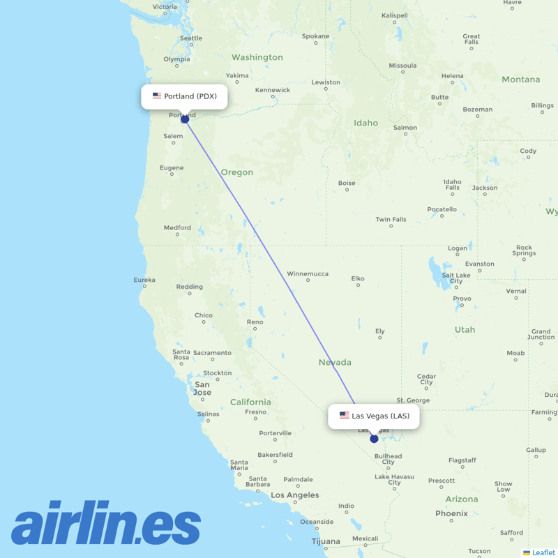Spirit Airlines from Portland International destination map