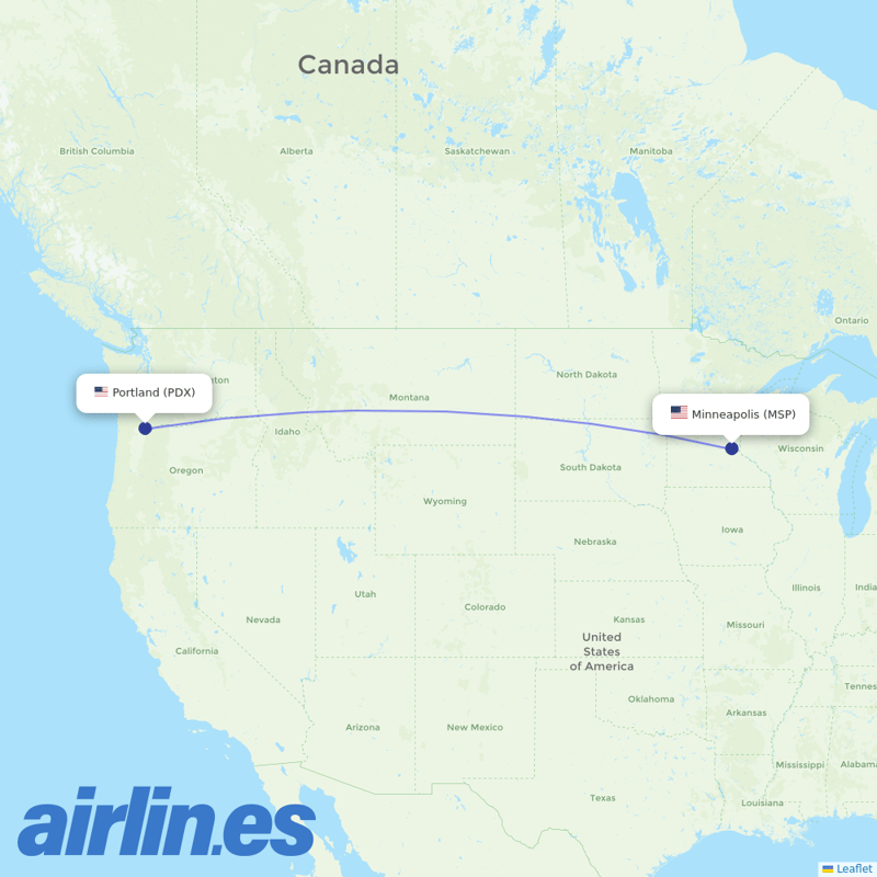 Sun Country Airlines from Portland International destination map