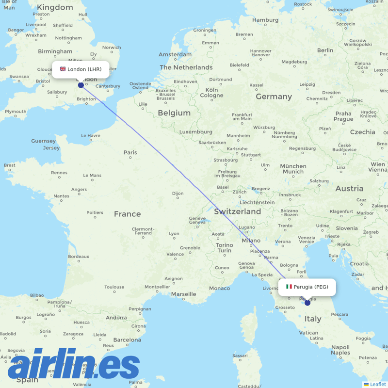 British Airways from Sant Egidio Airport destination map