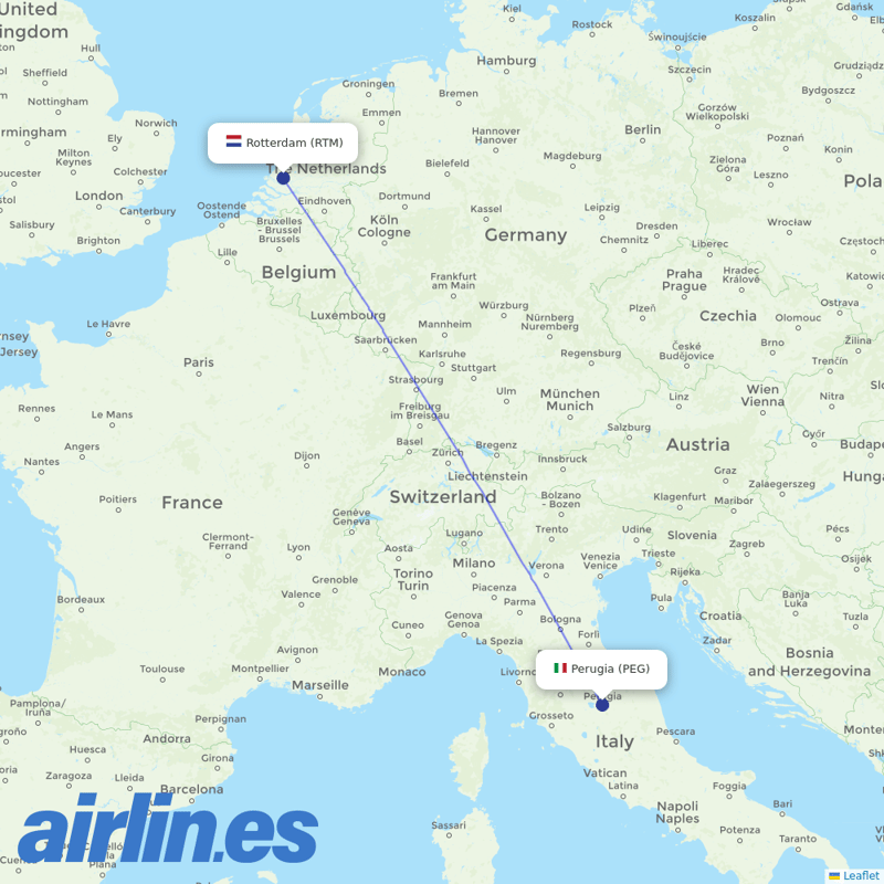 Transavia from Sant Egidio Airport destination map