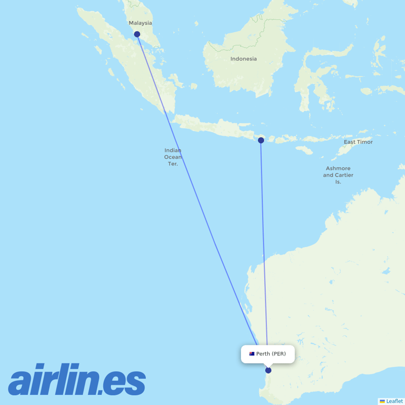 Batik Air Malaysia from Perth International destination map