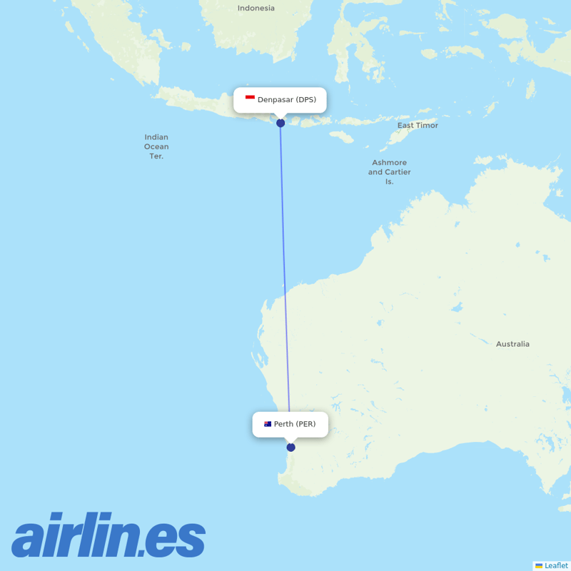 Indonesia AirAsia from Perth International destination map