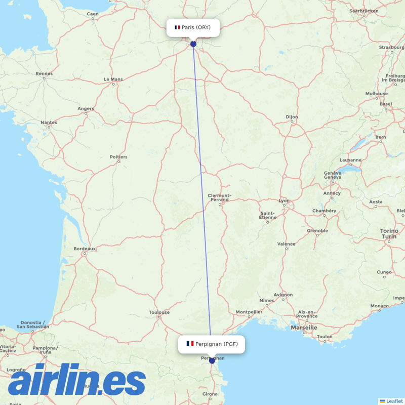 Transavia France from Rivesaltes destination map