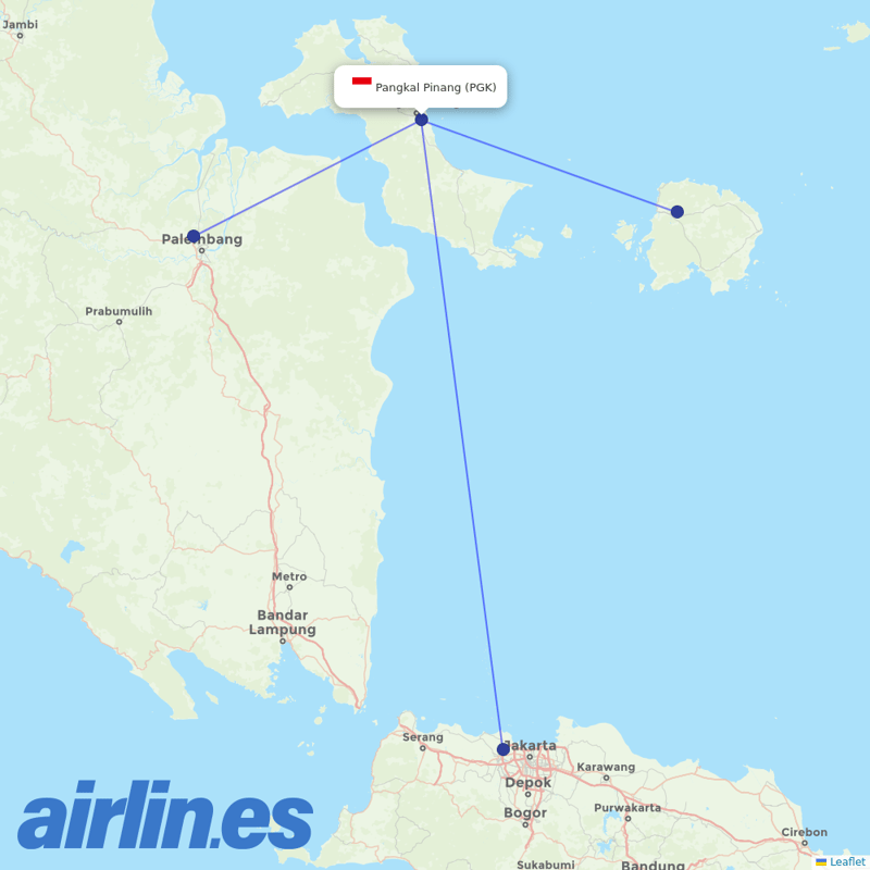 Lion Air from Pangkalpinang destination map