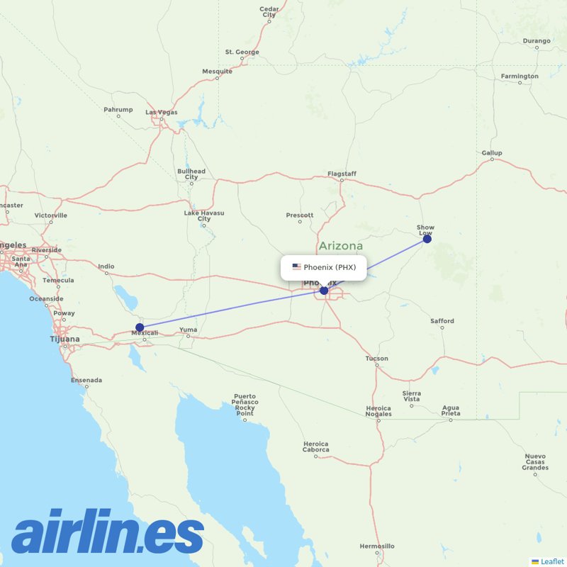 Southern Airways Express from Phoenix Sky Harbor International destination map