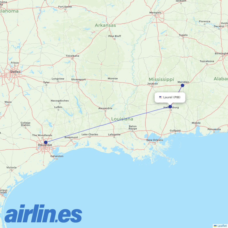 United Airlines from Laurel destination map