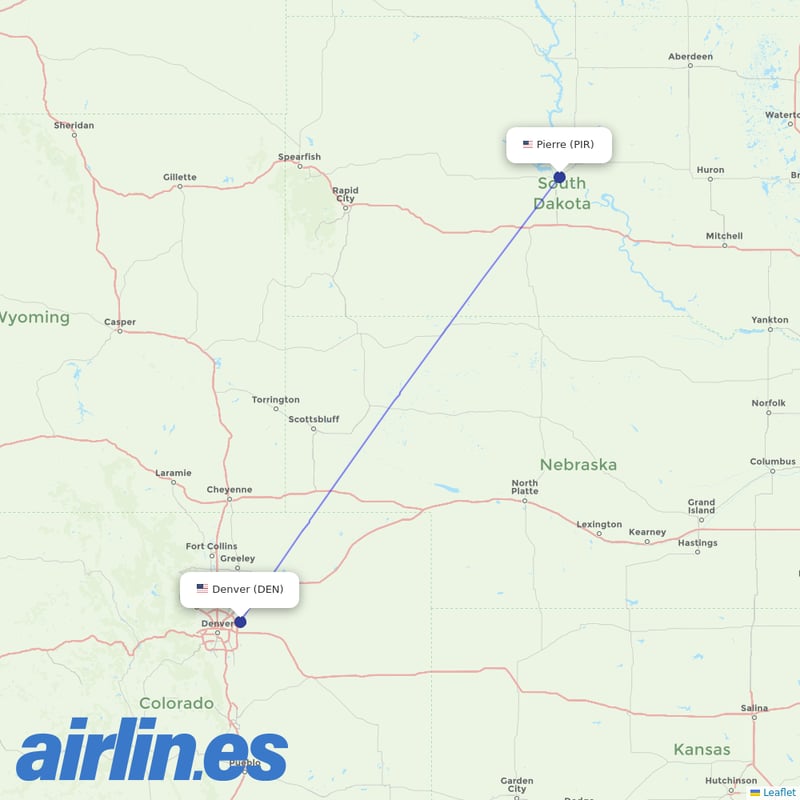 Key Lime Air from Pierre Regional Airport destination map